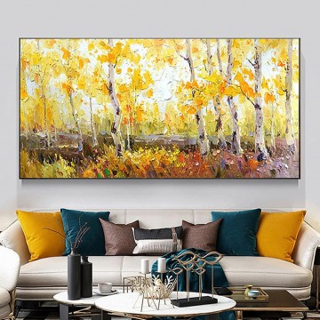 Bosque Painting - Abedules otoño dorado